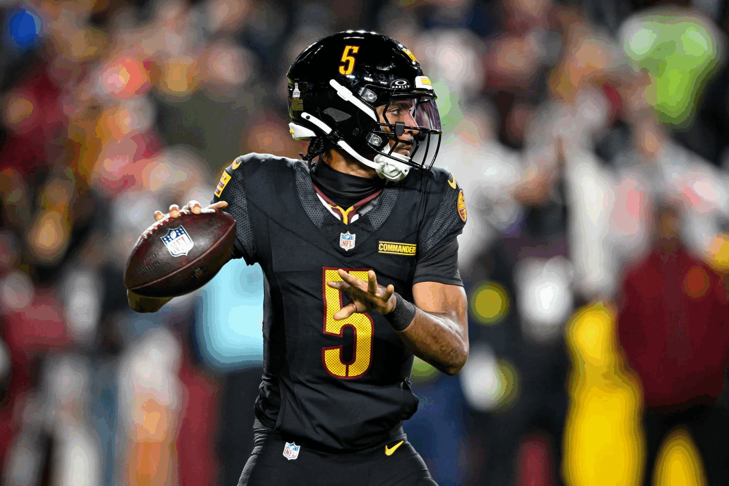 Jaden Daniels completed his third touchdown of the game