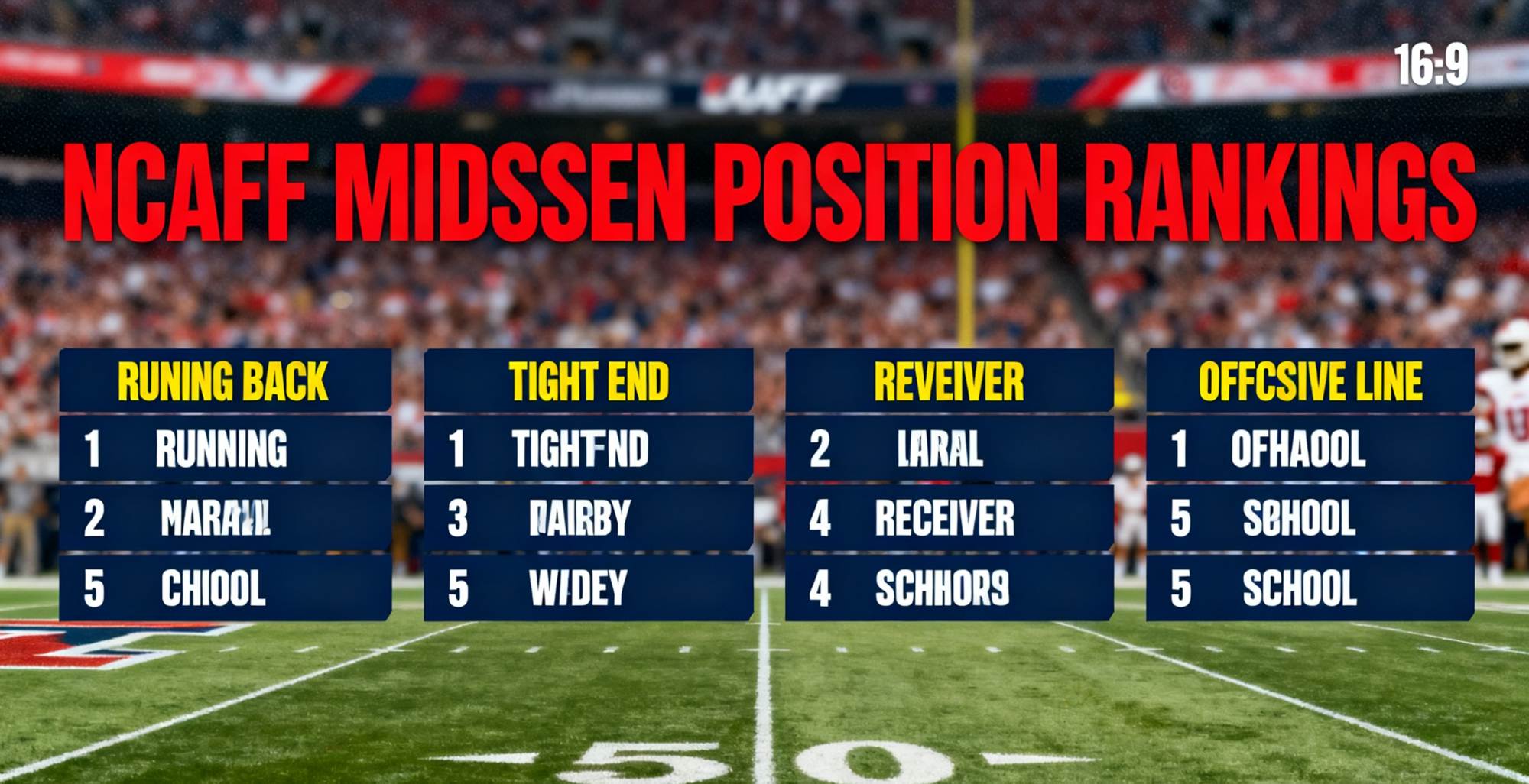 The NCAAF season is halfway through, and the rankings of all positions