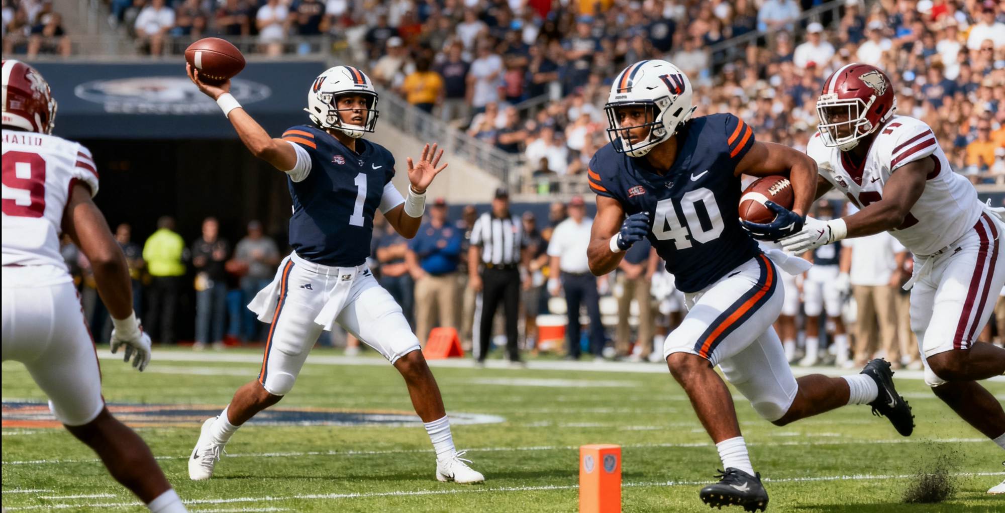Jayden Daniels throws a long pass to Jalen Royce for a huge gain!