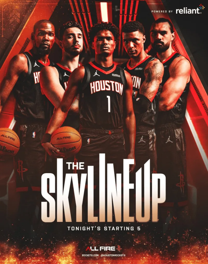 The Rockets' starting lineup: Durant, Shin Kyung, Amen, Smith Jr., and Adams