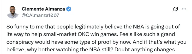 It's ridiculous that some people think the NBA will help the Thunder win as a small market.