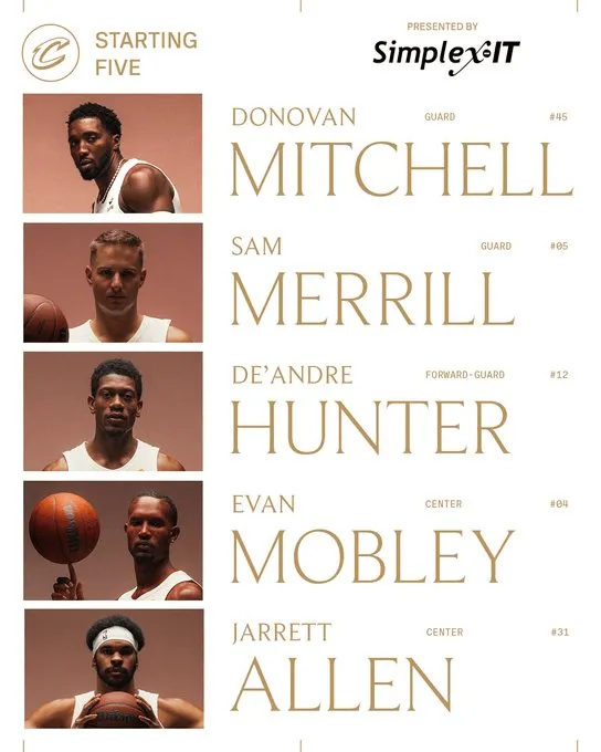 Cavaliers starting lineup: Allen, Mobley, Hunter, Mitchell, Merrill