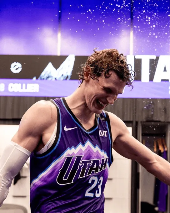 51 points night! The Jazz official posted a photo of Markkanen being doused with water by the crowd in celebration