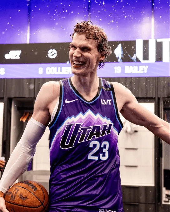 51 points night! The Jazz official posted a photo of Markkanen being doused with water by the crowd in celebration