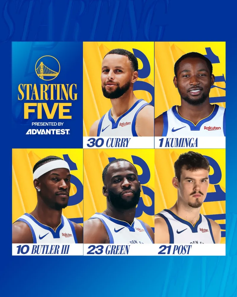 Warriors starting lineup: Curry, Butler, Cuminga, Green, Post