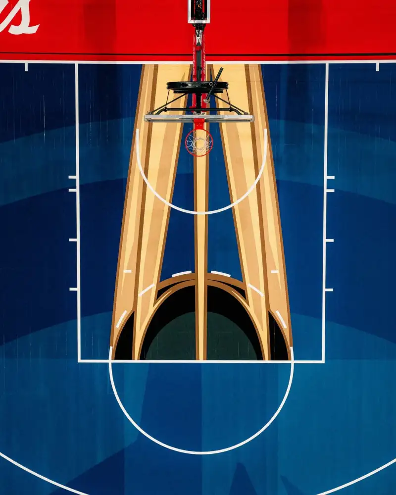 How good-looking? The Clippers' official account shared photos of their Mid-Season Championship-themed floor with fans.