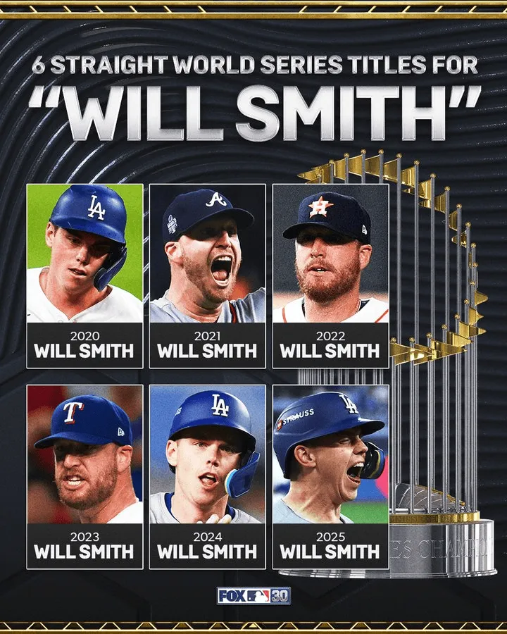 The Smith Dynasty! Will Smith wins the MLB World Series for the sixth consecutive year.