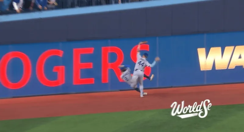 In the 9th inning, the Blue Jays loaded the bases, and Pachs knocked down his teammate to catch the out, forcing the game into overtime.