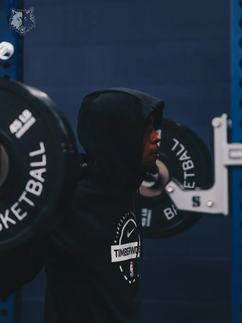 Build muscle! The Timberwolves' official account shared photos of players in the gym with fans.
