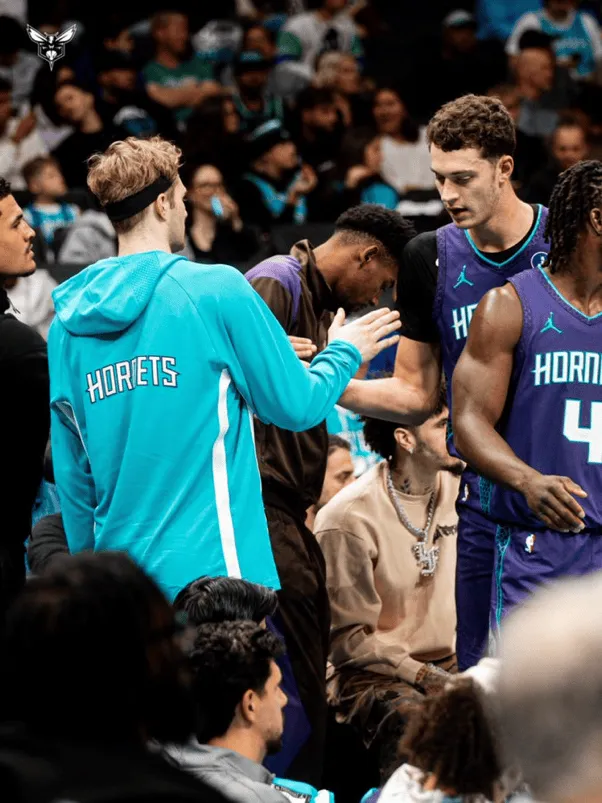 Defend Home Court! Hornets' official media posted player photos from the game with the caption: Victory Monday