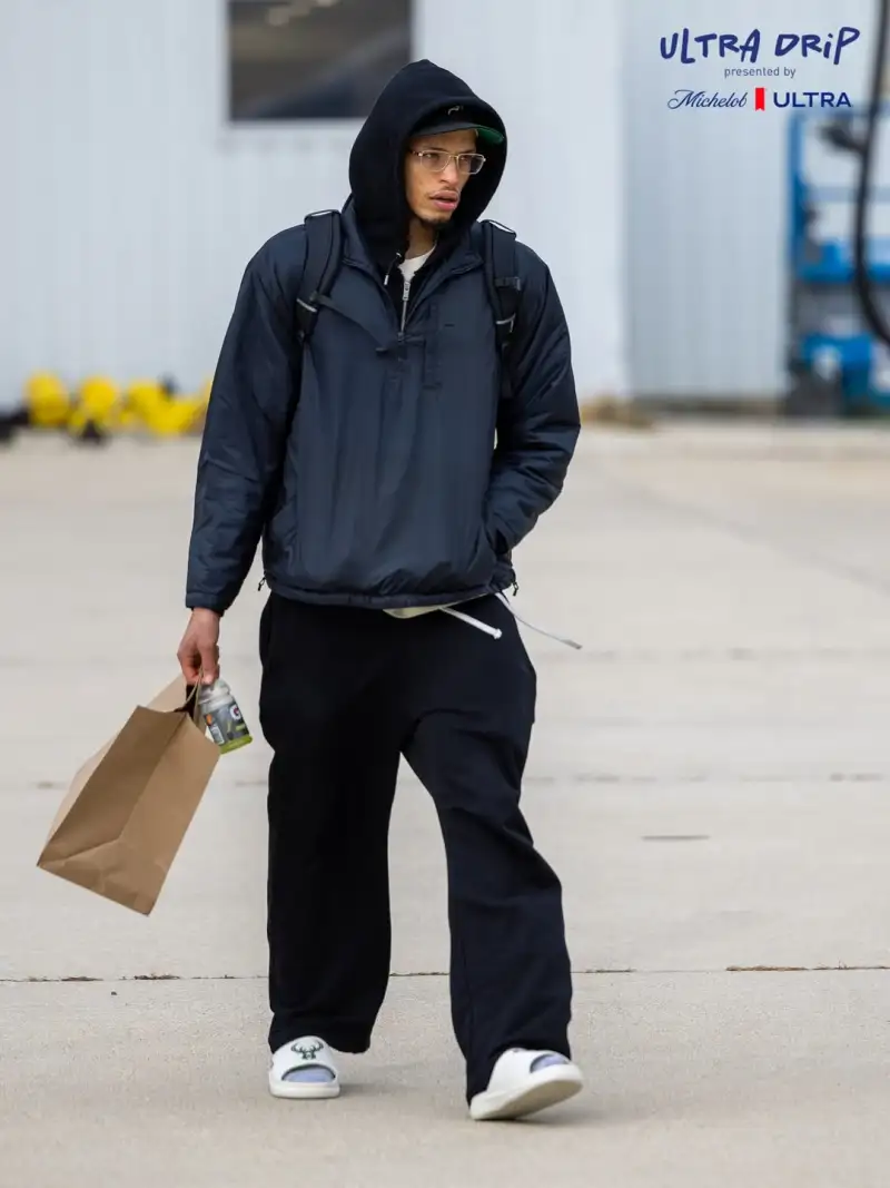 Heading to Indiana! The Bucks' official account posted photos of the players boarding the plane.
