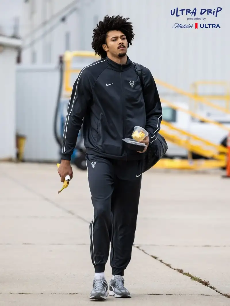Heading to Indiana! The Bucks' official account posted photos of the players boarding the plane.