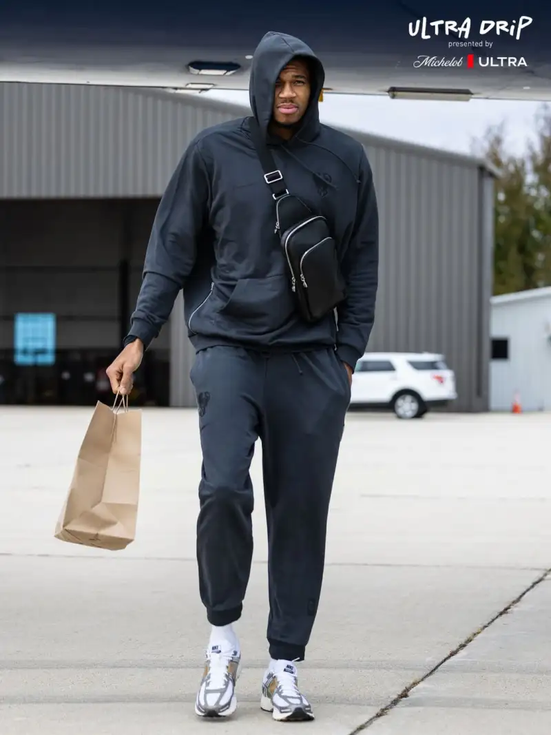 Heading to Indiana! The Bucks' official account posted photos of the players boarding the plane.