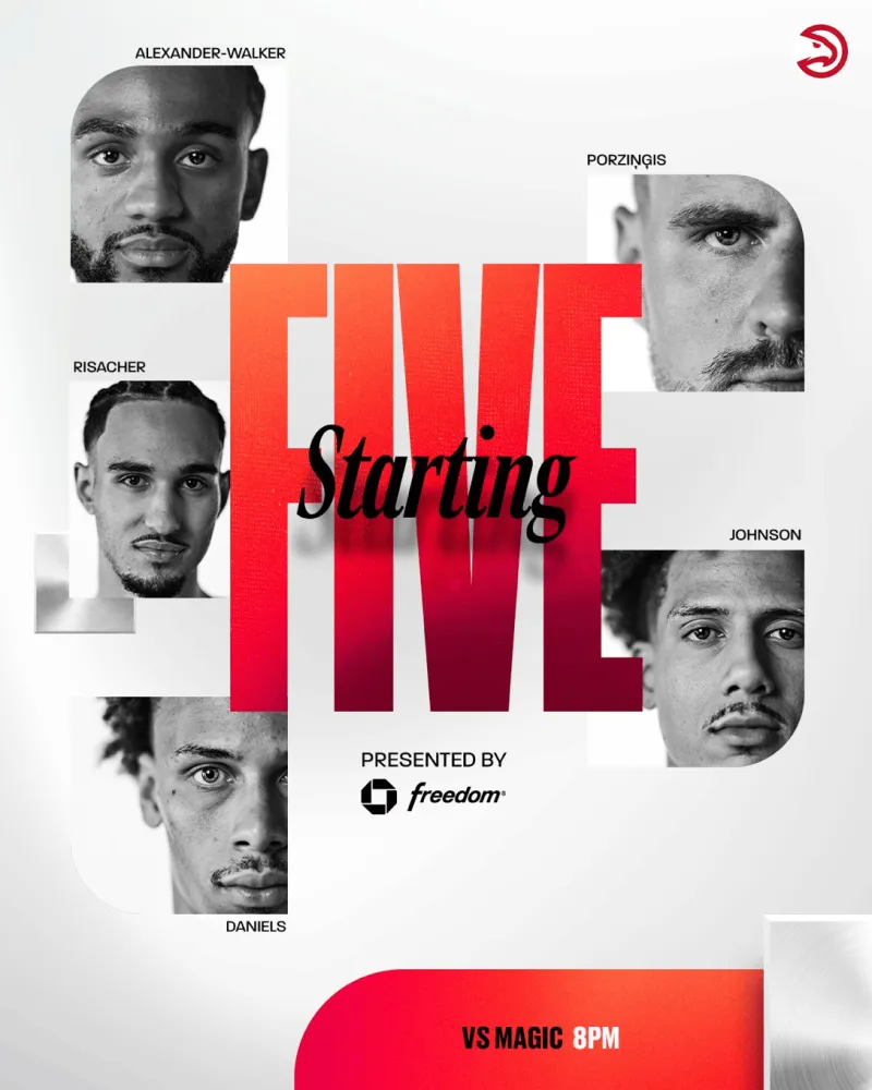 Hawks starting lineup: Walker, Lisachet, Daniels, Johnson, Porzingis