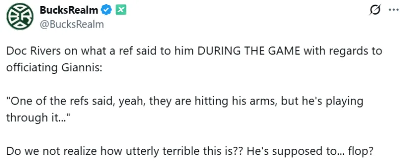 Rivers: The referee acknowledged that Giannis was fouled but didn't call it did he have to be forced to flop?