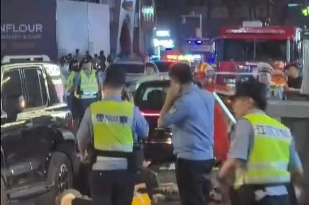 A car rammed into pedestrians in a coastal tourist area in western France, injuring 10 people.