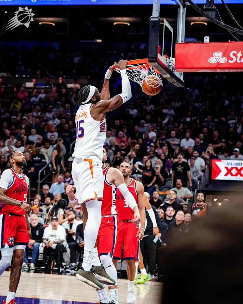 Sun celebrates team's victory over Clippers by posting photos of himself on the court.