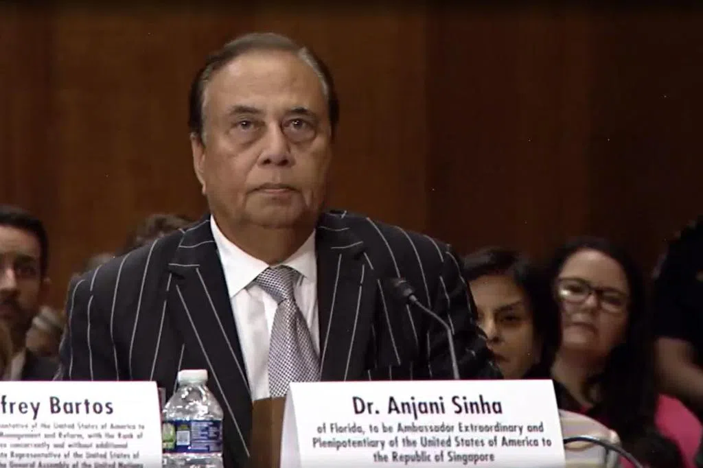 U.S. Ambassador to Singapore, Sinha, arrives to assume his post, hoping to promote cooperation between the two countries in energy, technology, and other fields.