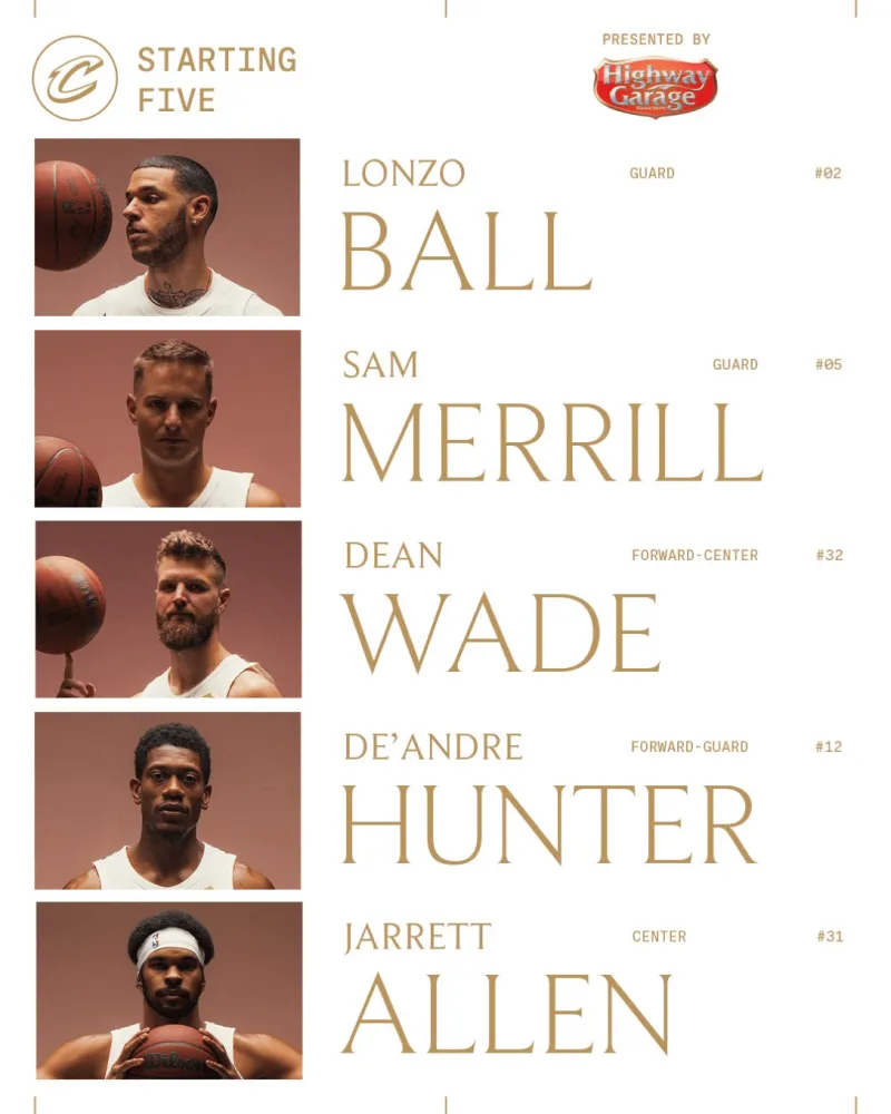 Cavaliers vs. Heat starting lineup: Ball, Meryl, Wade, Hunter, Allen