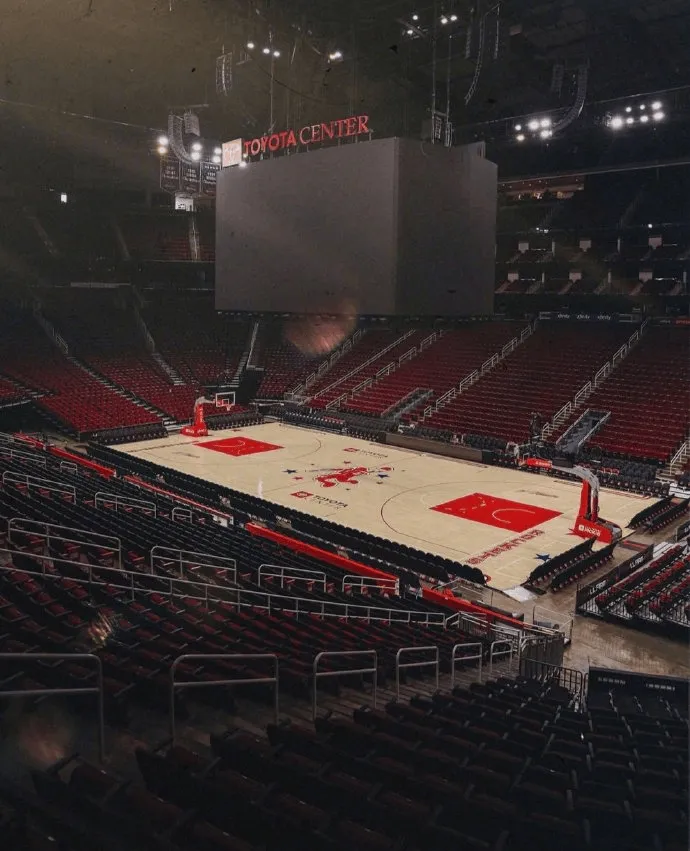 Rockets share photos of their new home court floor on social media.