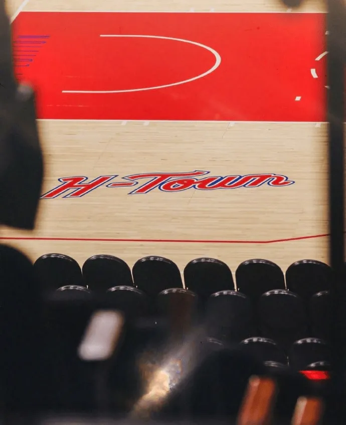 Rockets share photos of their new home court floor on social media.
