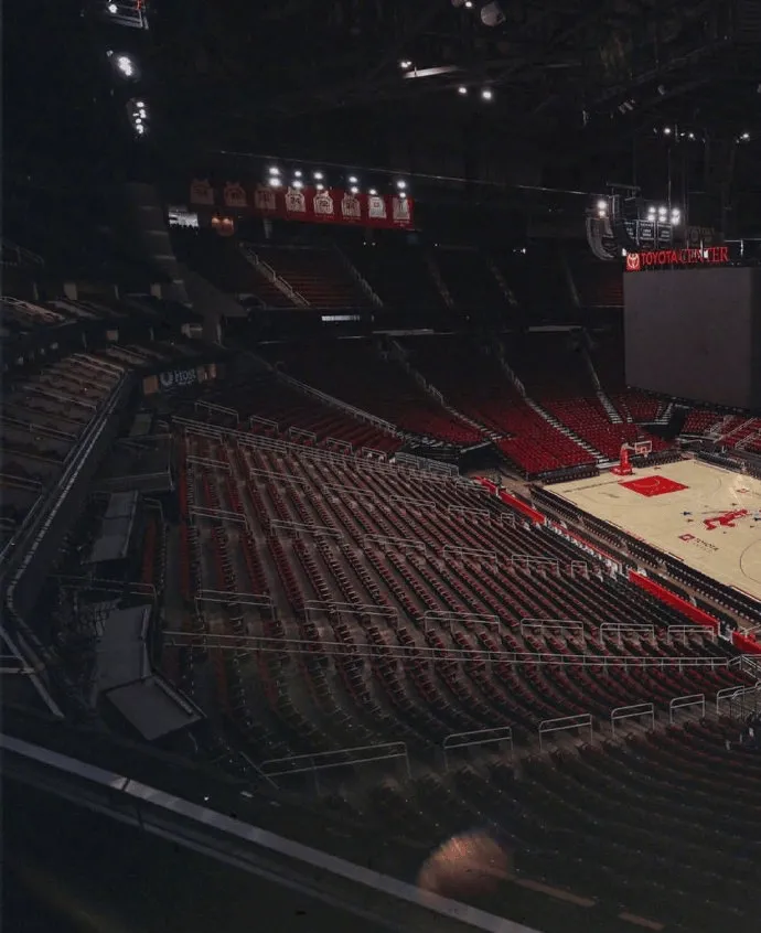 Rockets share photos of their new home court floor on social media.