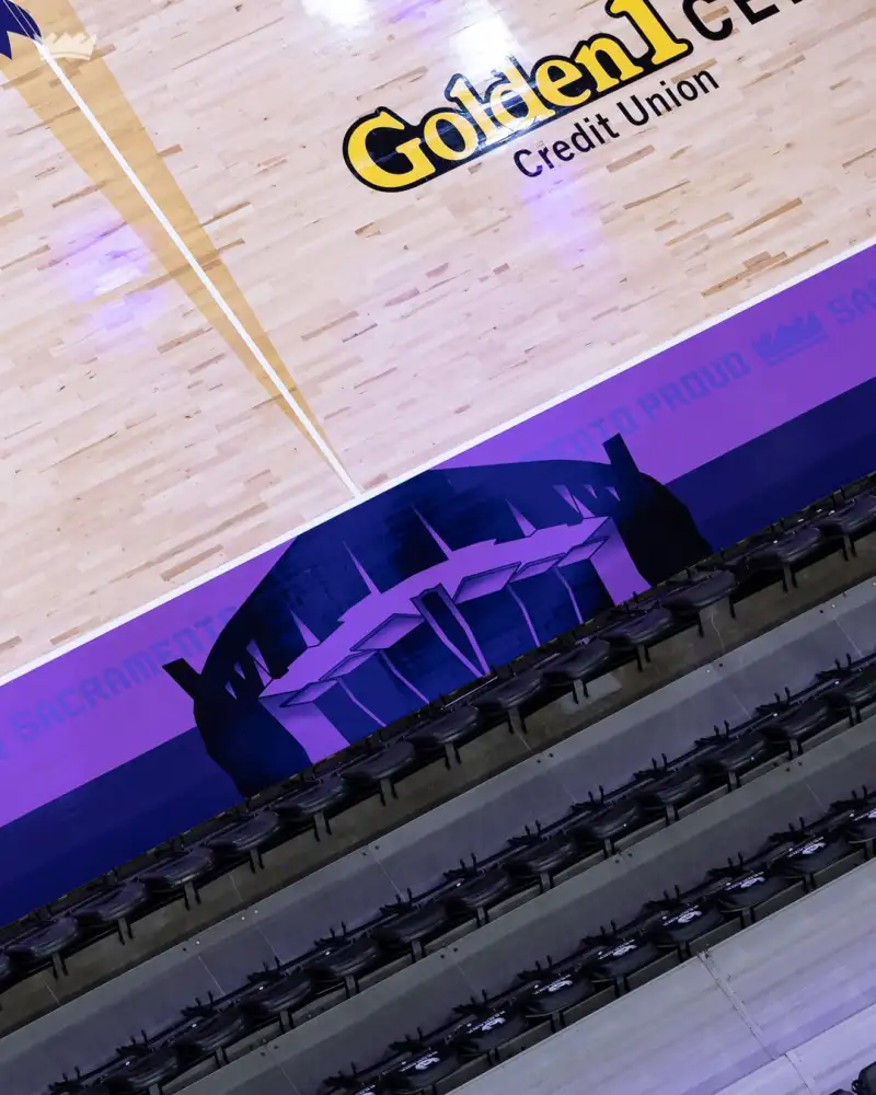 The Royals' logo! The Kings' official account shared photos of their city-themed flooring with fans.