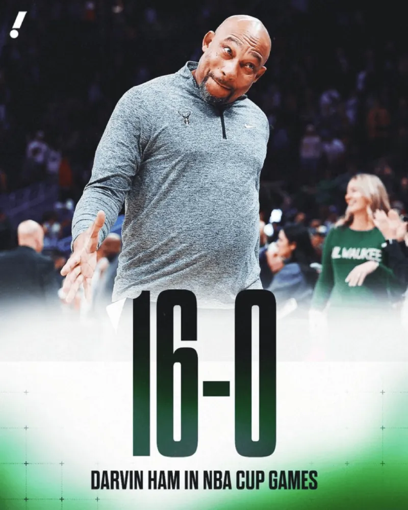 Ham's team has achieved a 16-0 record in the NBA Cup, remaining undefeated.