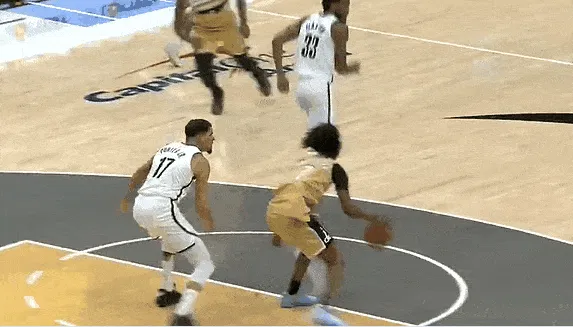 Porter Jr. was stripped of the ball, and Whitmore leaped high and slammed home a dunk for a three-point play.