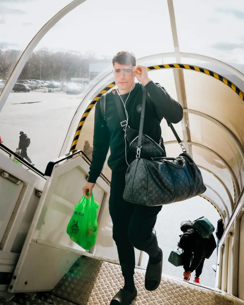 The Celtics' official account posted photos of the players boarding the plane.