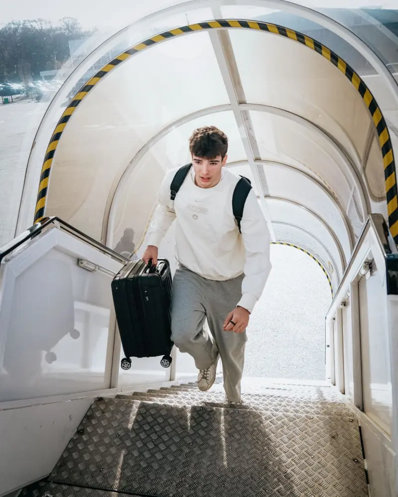 The Celtics' official account posted photos of the players boarding the plane.