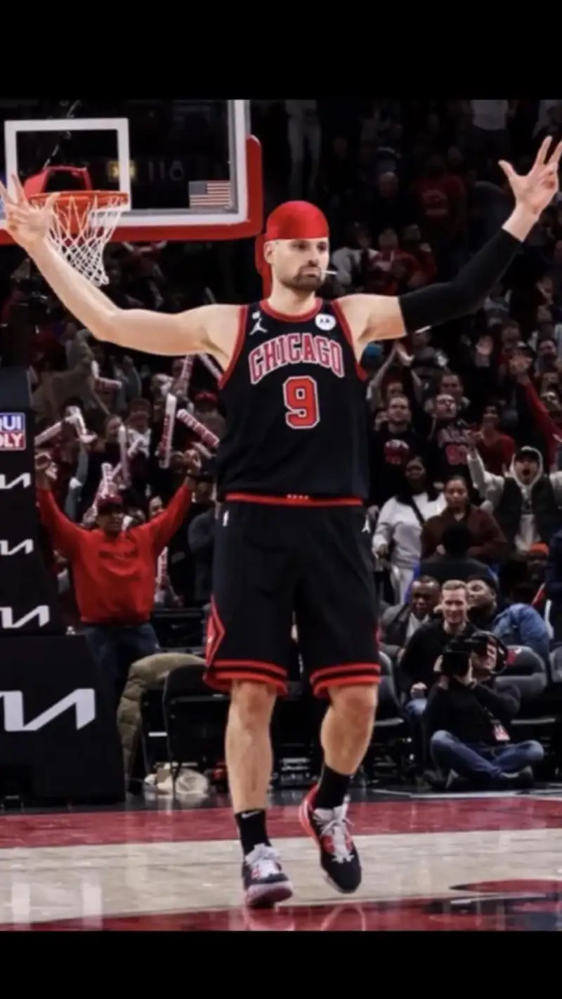 Noah Essenger celebrates victory by posting a photo of Vucevic on the court on Instagram.