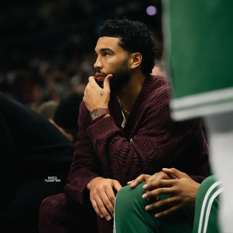 Jayson Tatum posted several recent photos of himself, and the Celtics' official account responded with an hourglass emoji.