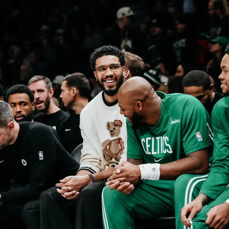 Jayson Tatum posted several recent photos of himself, and the Celtics' official account responded with an hourglass emoji.