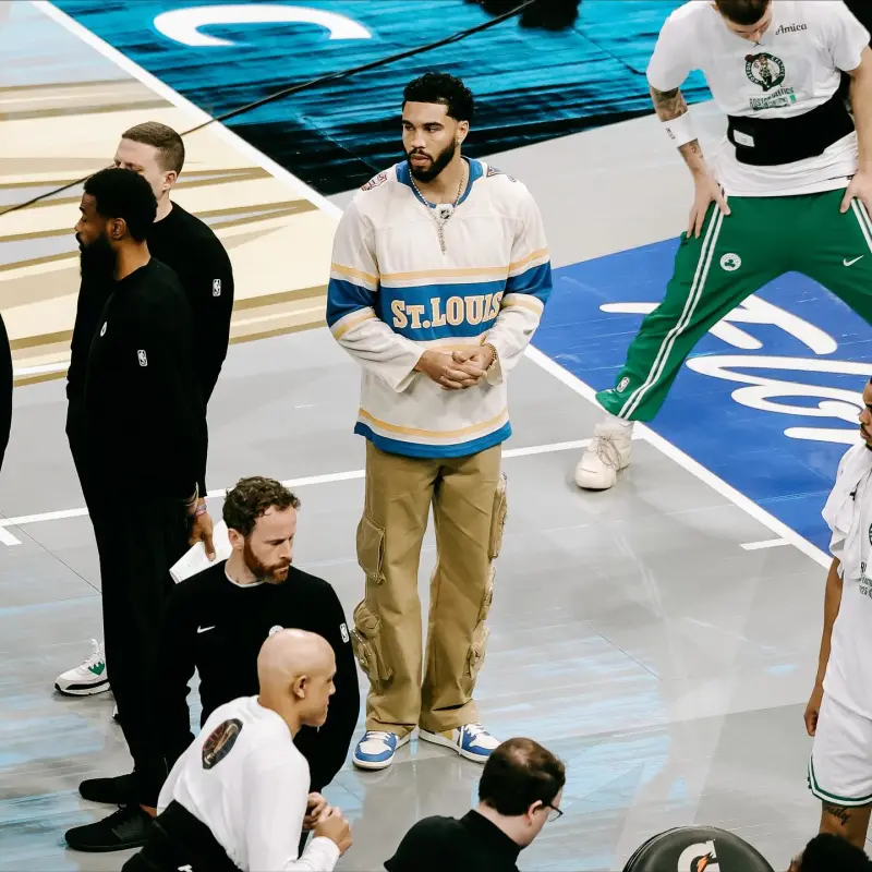 Jayson Tatum posted several recent photos of himself, and the Celtics' official account responded with an hourglass emoji.