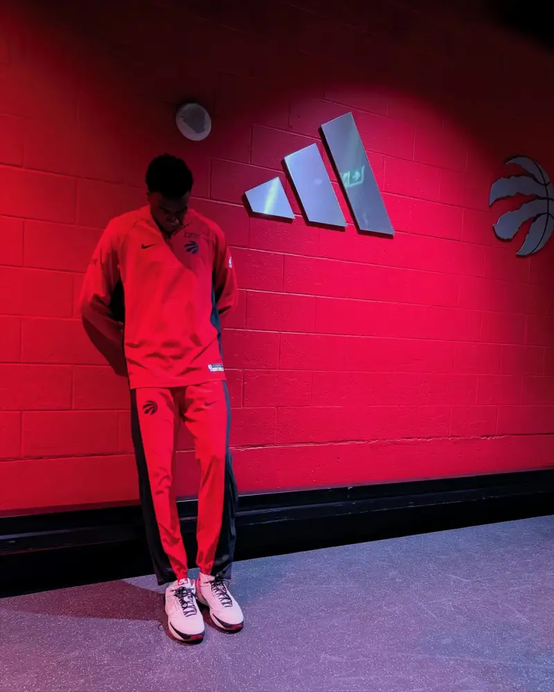 Raptors social media posts a collection of pre-game player warm-up photos: focused and engaged