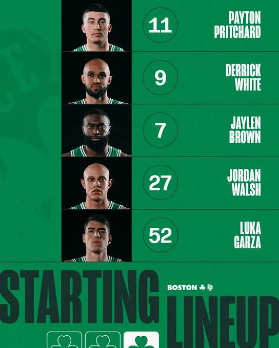 Celtics starting lineup: White, Pritchard, Brown, Walsh, Garza