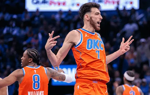 The Thunder lead the league in both net efficiency and defensive efficiency, with the second-place team lagging far behind.