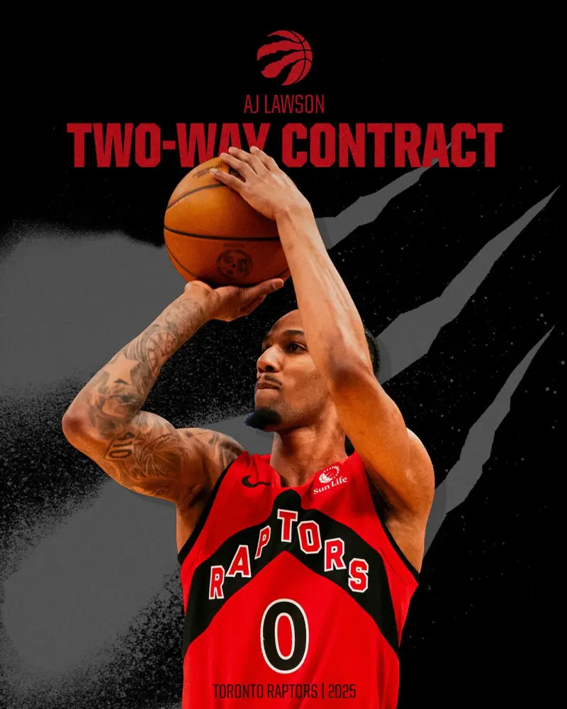 Toronto Raptors officially announce: We have reached a two-way contract with Toronto native AJ Lawson