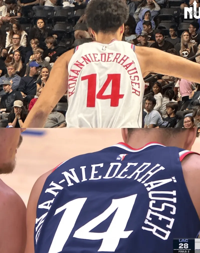 US media shared a photo: Clippers rookie Niedhauser's last name on his jersey is tied with SGA for the longest