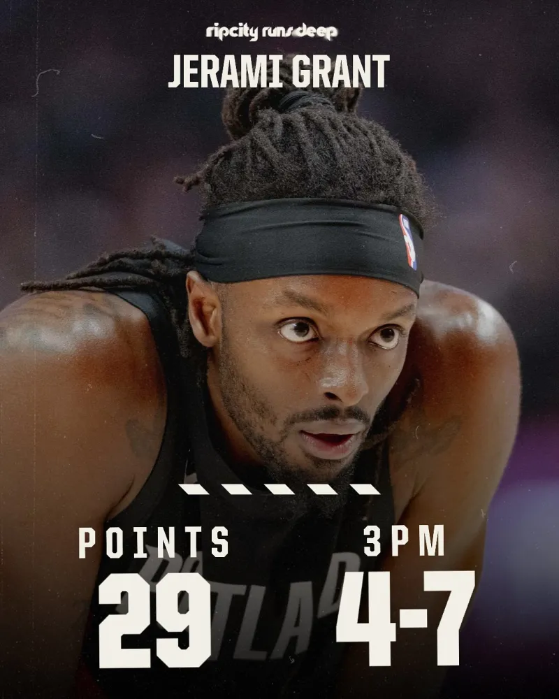 What level? The Trail Blazers officially released Grant's opening game stats: 29 points, 3 rebounds, and 1 block.