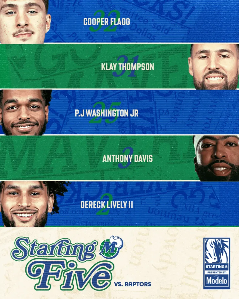 Mavericks' starting lineup announced