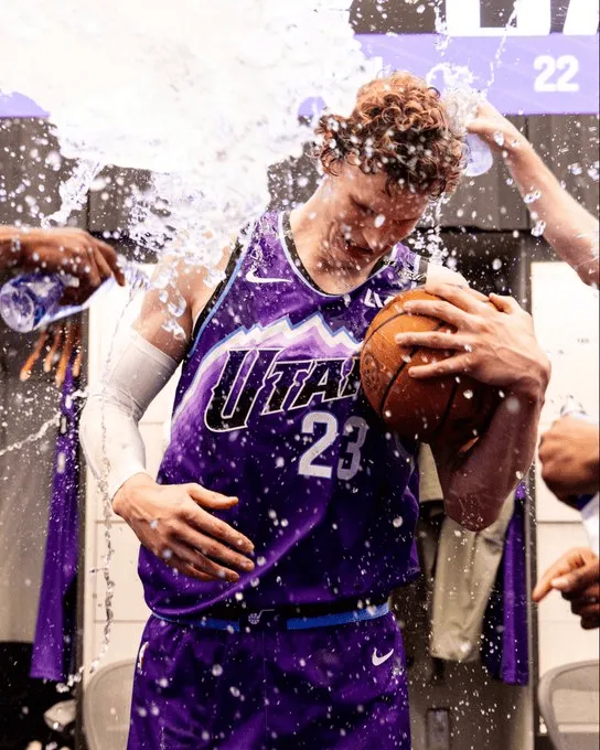 51 points night! The Jazz official posted a photo of Markkanen being doused with water by the crowd in celebration