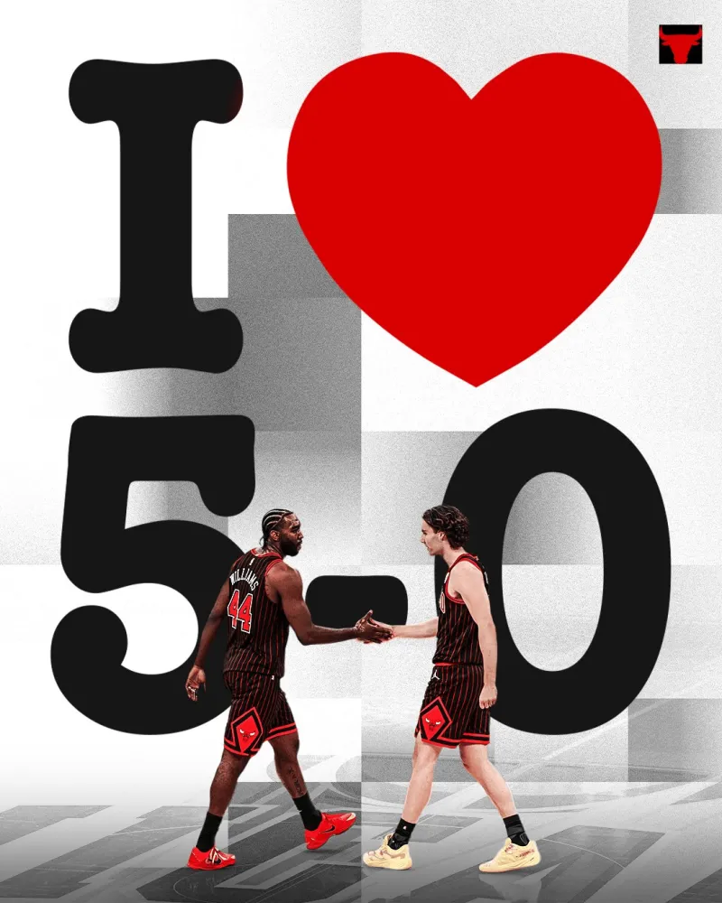 Dark horse! The Bulls' official account posted their best record in the Eastern Conference: We love 5-0, keep it up!