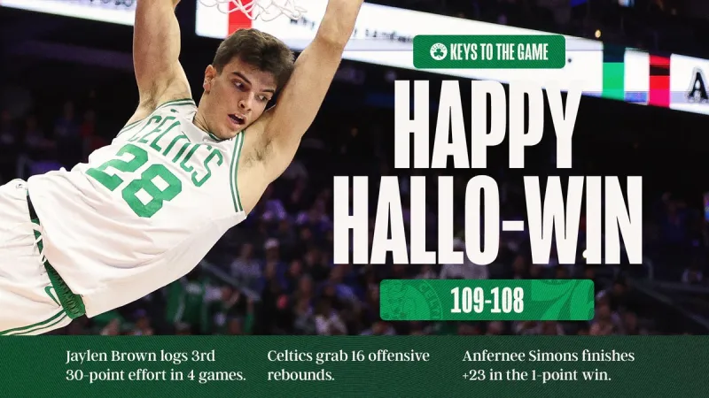 Defense wins! The Celtics' official account posted a photo of Hugo on the court to celebrate the team's holiday victory.