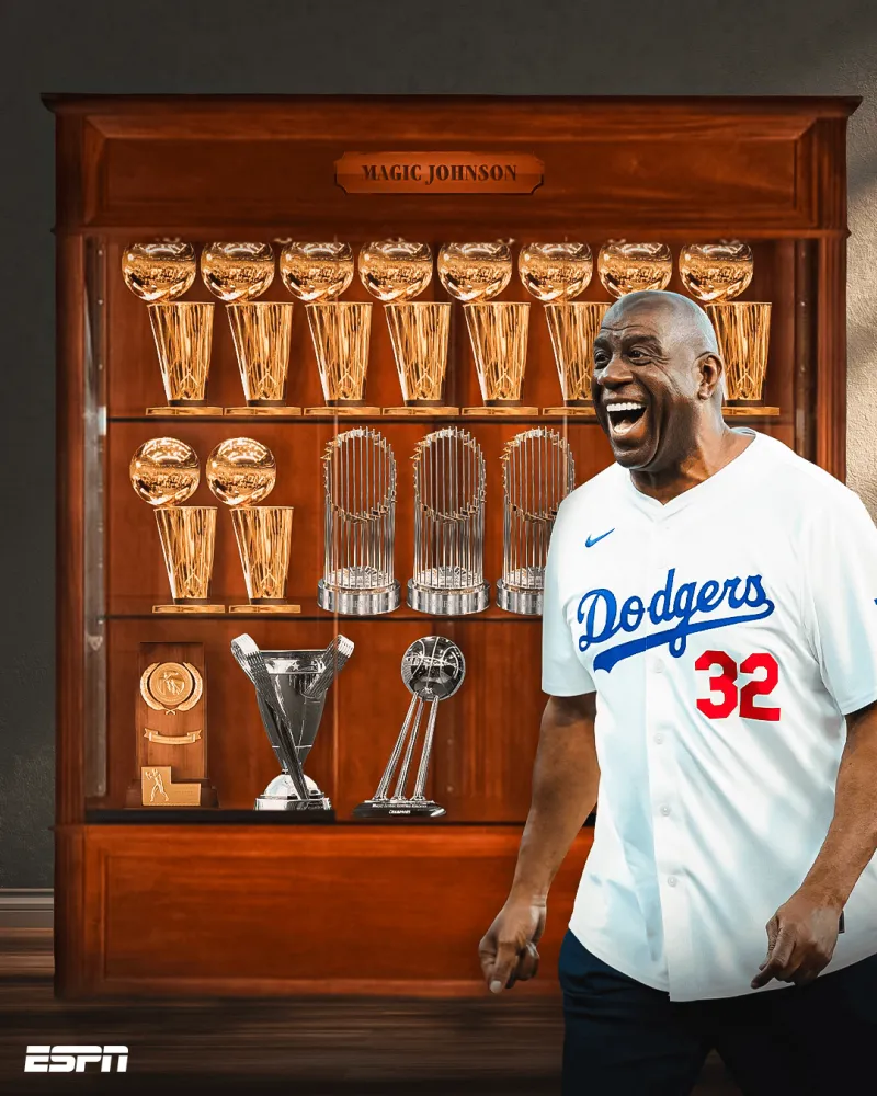 ESPN: The Los Angeles Dodgers won Magic Johnson his 16th championship.