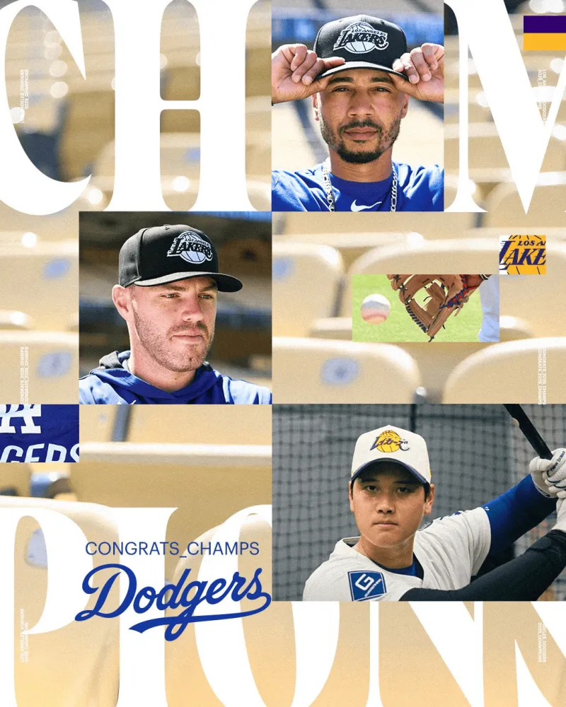 Sharing in the joy! The Lakers posted a poster to congratulate the Los Angeles Dodgers on their second consecutive championship.