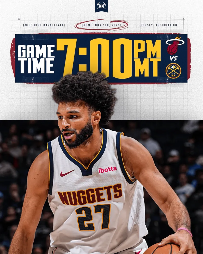 Defend home court! Nuggets' official media posts Jamal Murray poster to hype up game against Heat.