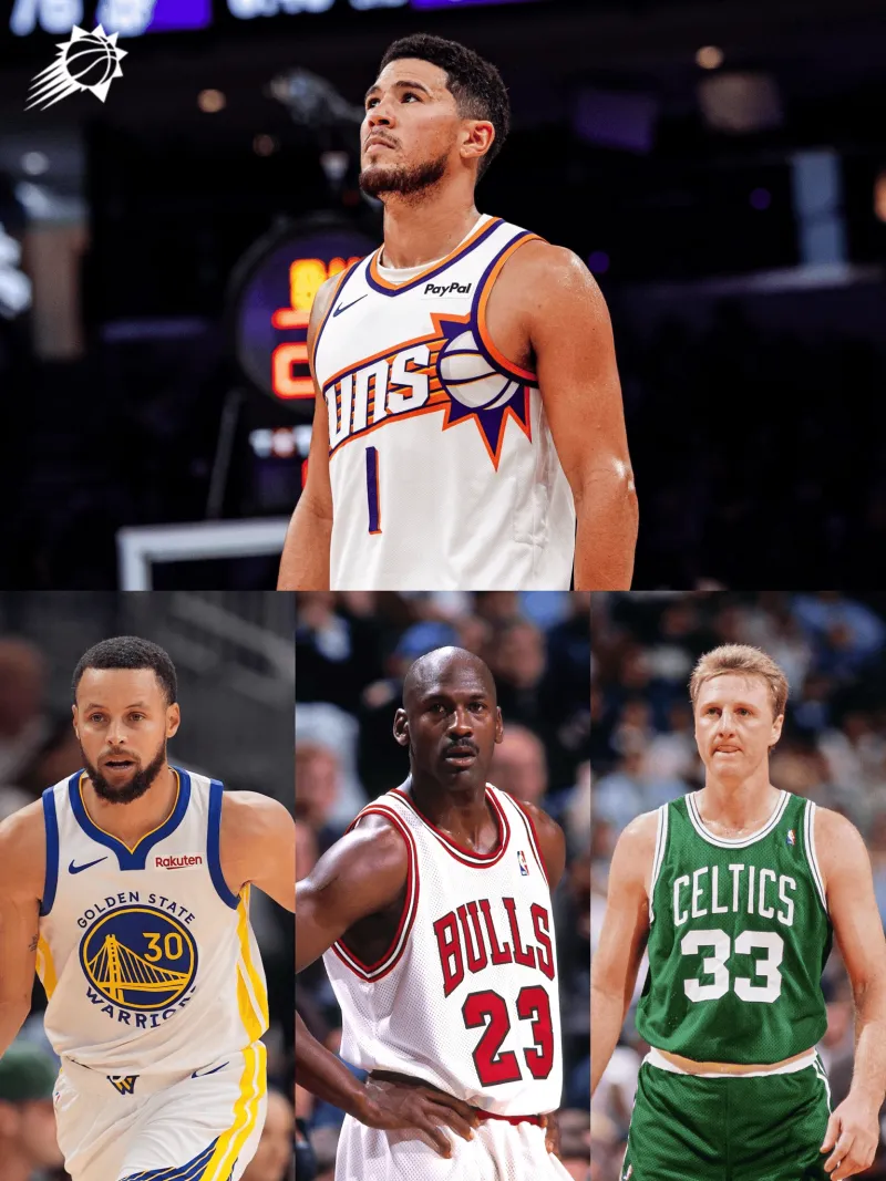 Booker's first 8 games saw him score 31 points and 7 assists with a 50%+40% field goal percentage, placing him on par with Curry, Jordan, and Bird.