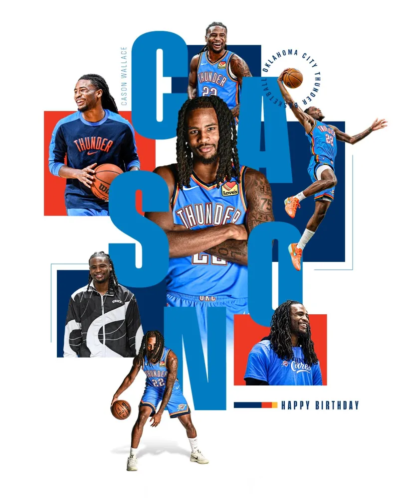 Championship-winning guard! Oklahoma City Thunder official account: Happy 22nd Birthday, Carson Wallace!